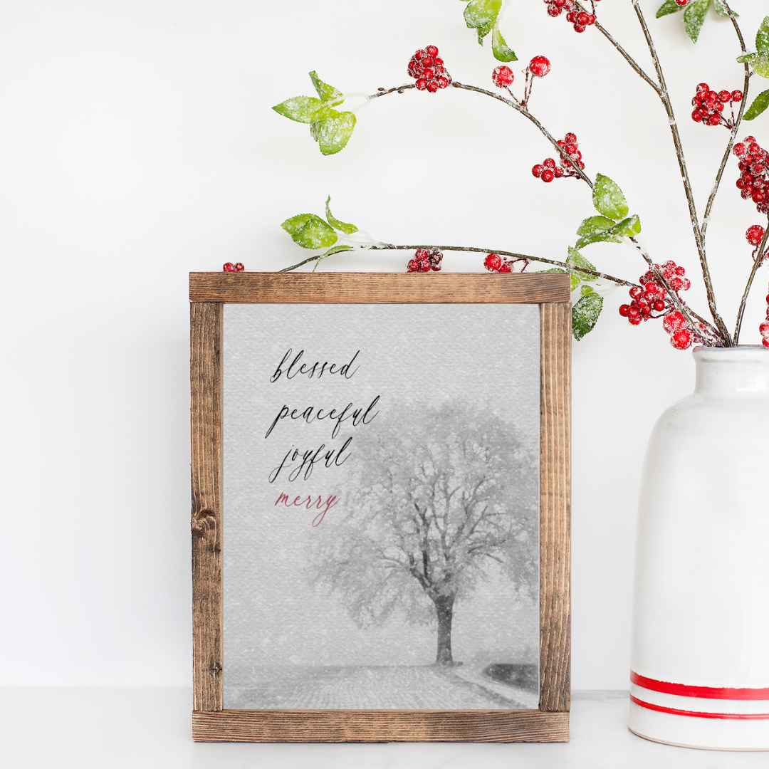 Blessed Peaceful Joyful Merry Canvas Printed Sign