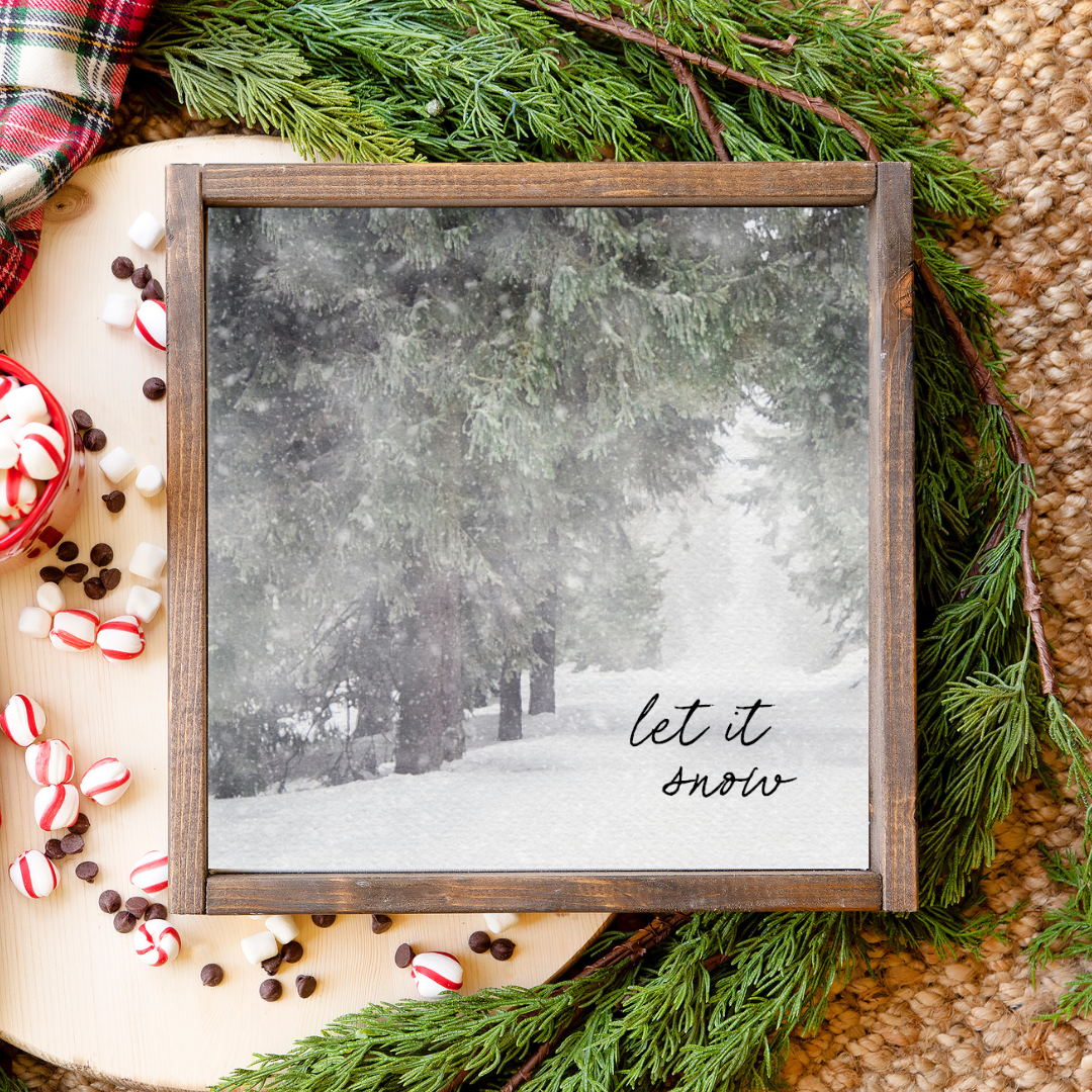 Let It Snow Canvas Printed Sign