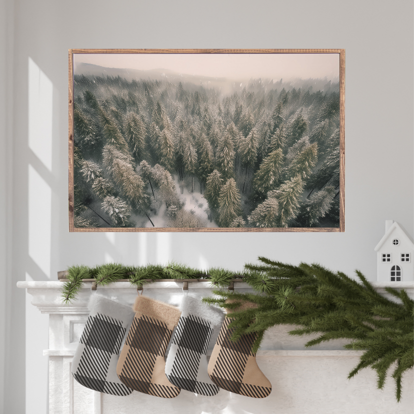 Above The Snowy Pines Canvas Printed Sign