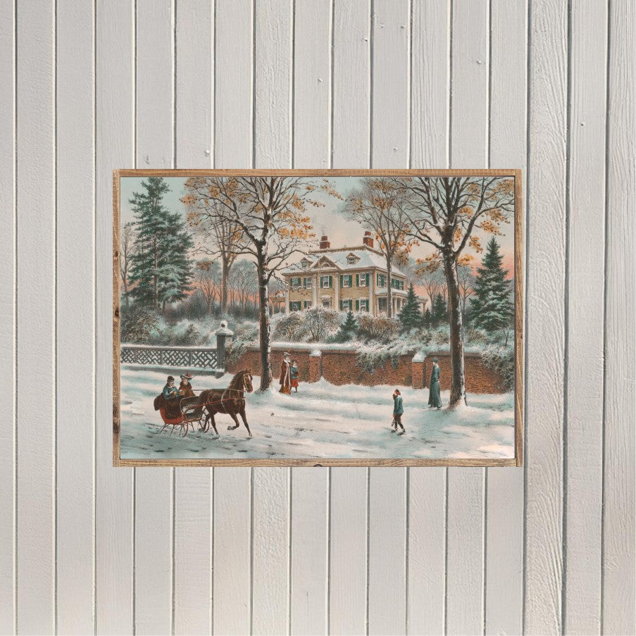 A Gentleman's Sleigh Ride Canvas Printed Sign