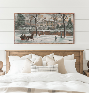 A Gentleman's Sleigh Ride Sleigh Ride Canvas Printed Sign
