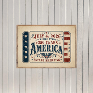 America's 250th Birthday Canvas Printed Sign