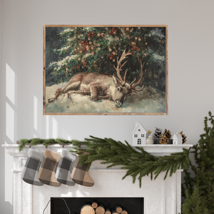 Antlers Under The Tree Canvas Printed Sign