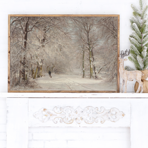 A Snowy Winter Path Canvas Printed Sign