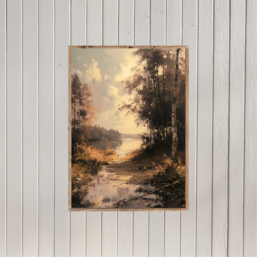Autumn Lake View Canvas Printed Sign