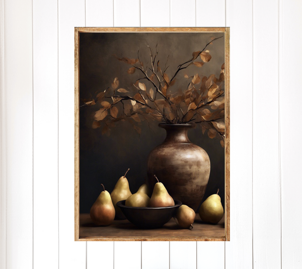 Autumn Stems And Pears Still Life Canvas Printed Sign - Currently Chic ...