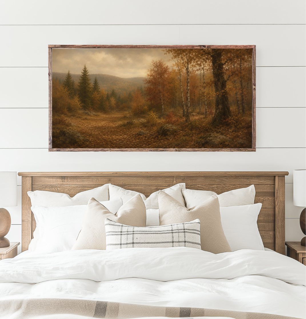 Autumn's Quiet Path Landscape Canvas Printed Sign