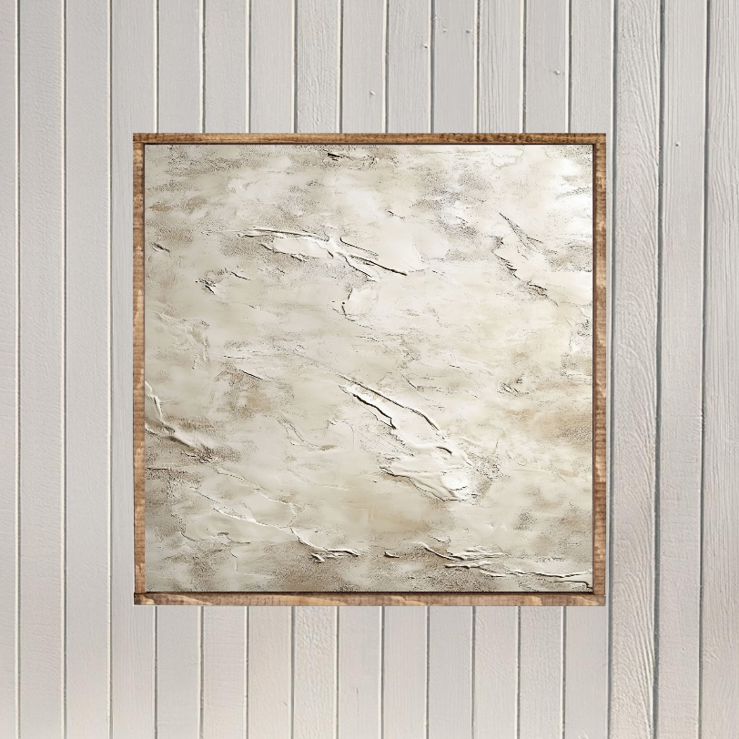 Beige Abstract Texture Layering Canvas Printed Sign