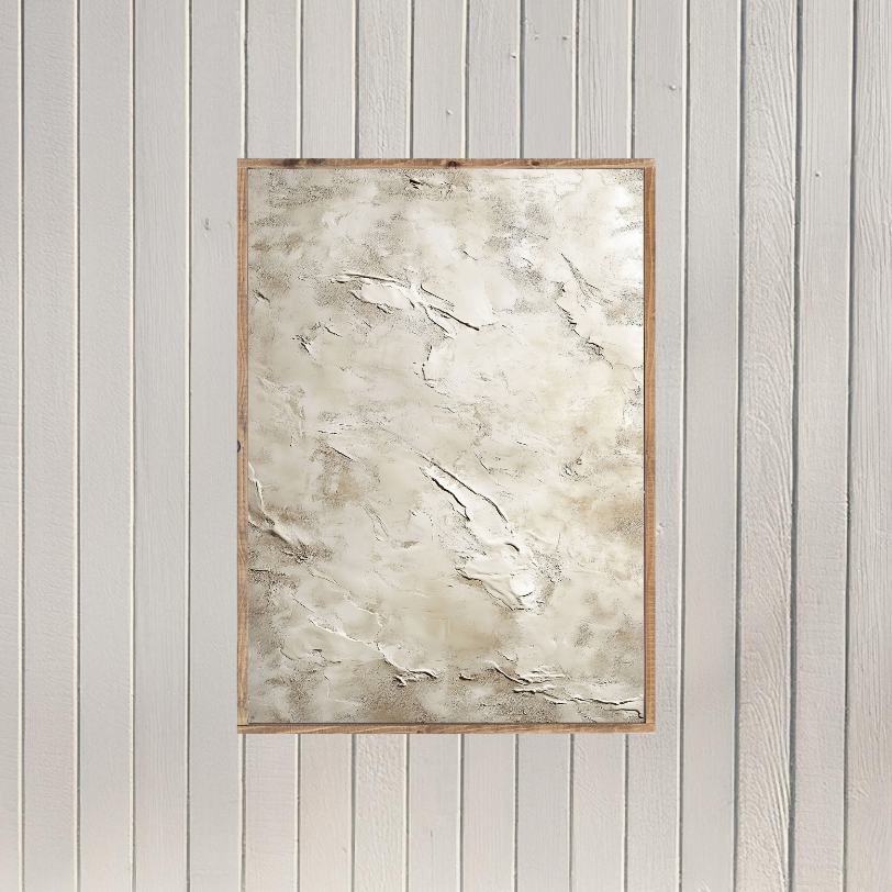 Beige Abstract Texture Layering Canvas Printed Sign