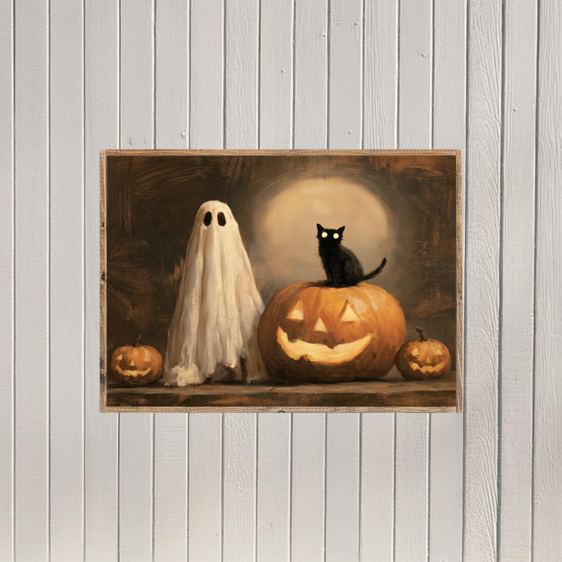 Binx and his Halloween Guests Canvas Printed Sign