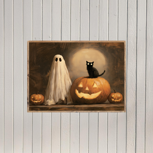 Binx and his Halloween Guests Canvas Printed Sign