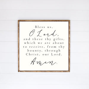 Bless Us O Lord Prayer Canvas Printed Sign