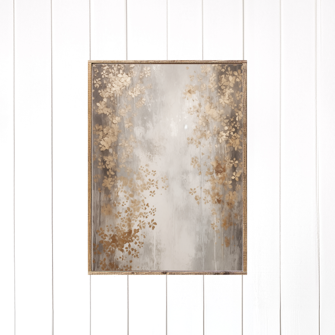 Brass and Gray Abstract Layering Canvas Printed Sign