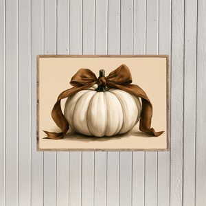 Brown Bow Pumpkin Canvas Printed Sign