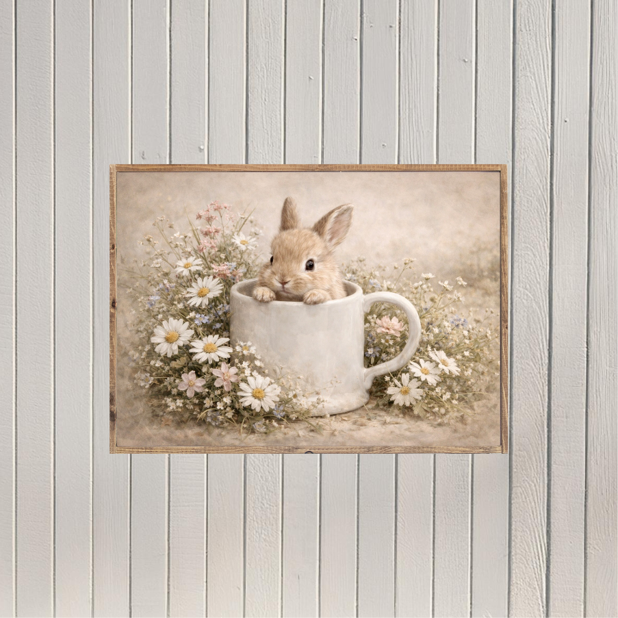 Bunny's Morning Brew Canvas Printed Sign