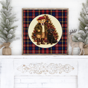 Bear & His Christmas Buddy Canvas Printed Sign