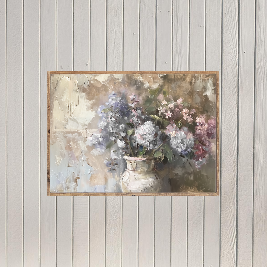 Charming Hydrangeas Canvas Printed Sign