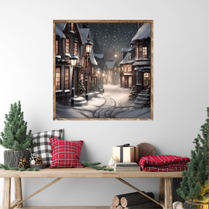 Charming Winter Village Canvas Printed Sign