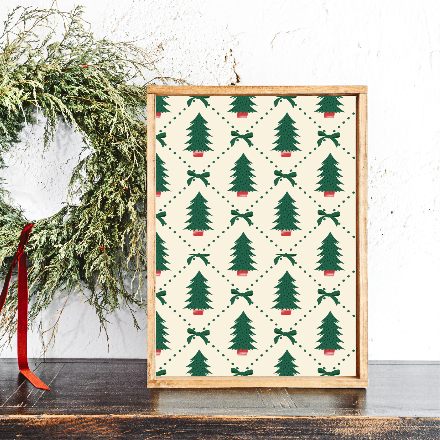 Christmas Pattern Layering 1 Canvas Printed Sign