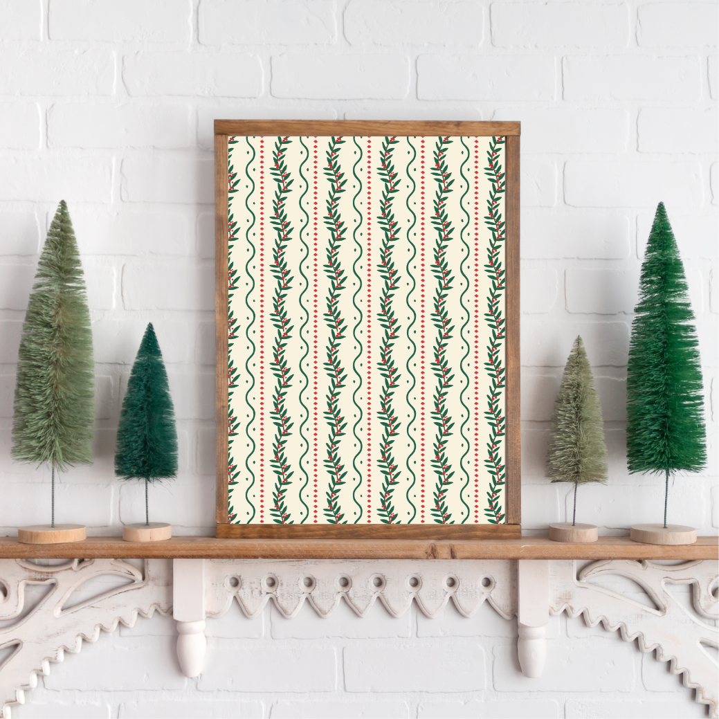 Christmas Pattern Layering 2 Canvas Printed Sign