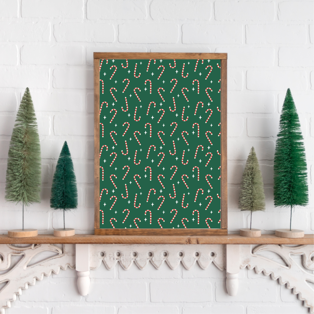Christmas Pattern Layering 3 Canvas Printed Sign