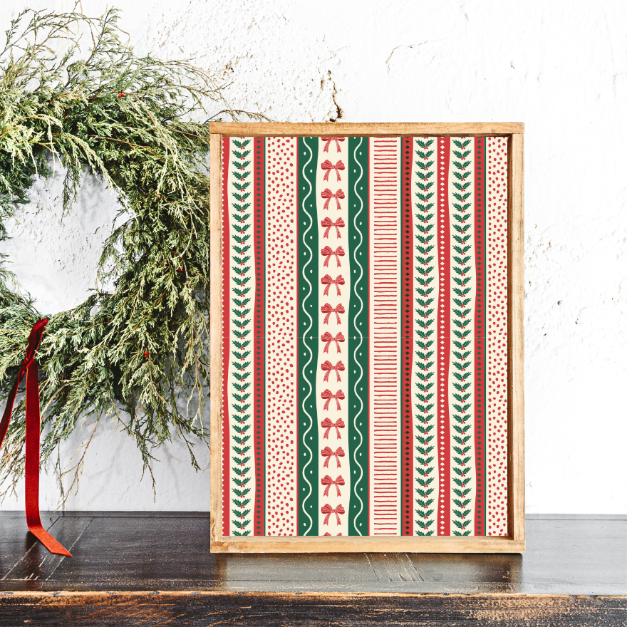 Christmas Pattern Layering 4 Canvas Printed Sign