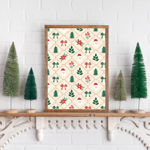 Christmas Pattern Layering 5 Canvas Printed Sign