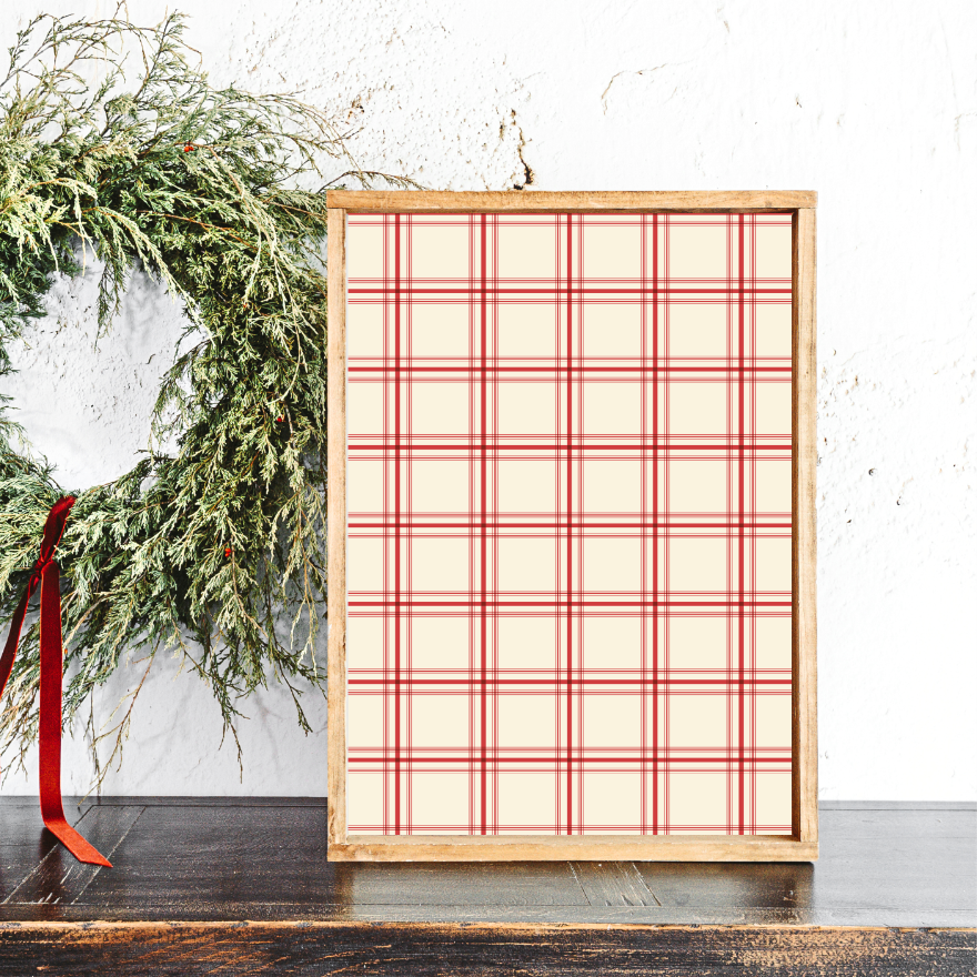 Christmas Plaid Layering 1 Canvas Printed Sign