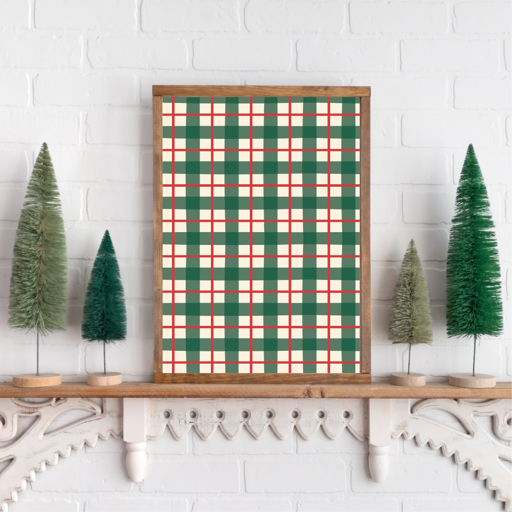 Christmas Plaid Layering 2 Canvas Printed Sign