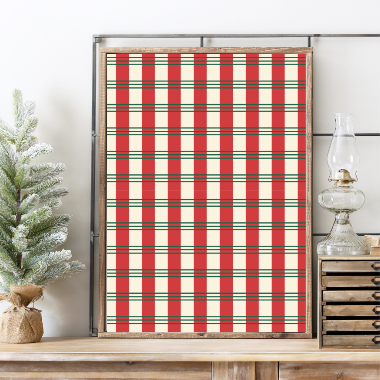 Christmas Plaid Layering 3 Canvas Printed Sign