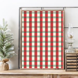 Christmas Plaid Layering 3 Canvas Printed Sign