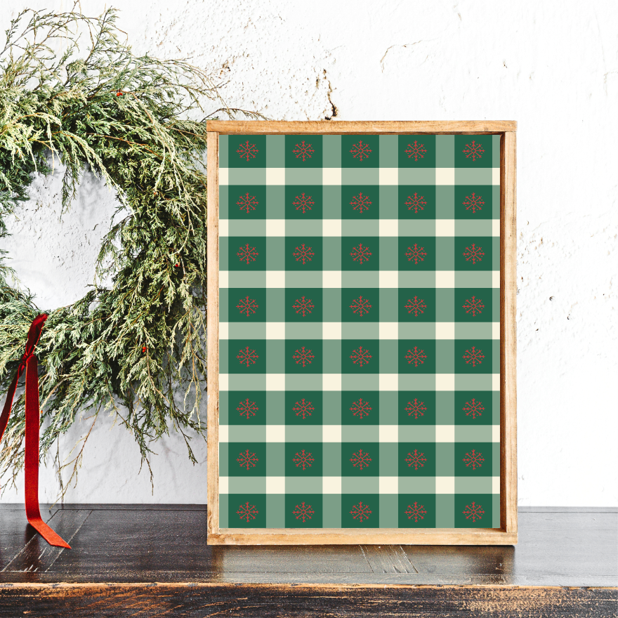 Christmas Plaid Layering 5 Canvas Printed Sign