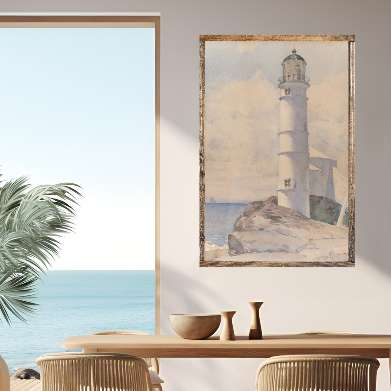 Coastal Lighthouse Canvas Printed Sign