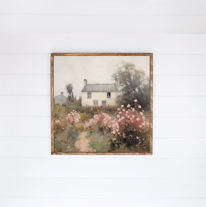 Cottage Blooms Canvas Printed Sign