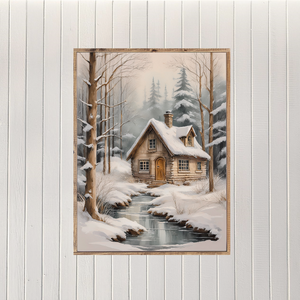 Cozy Christmas Cabin Canvas Printed Sign