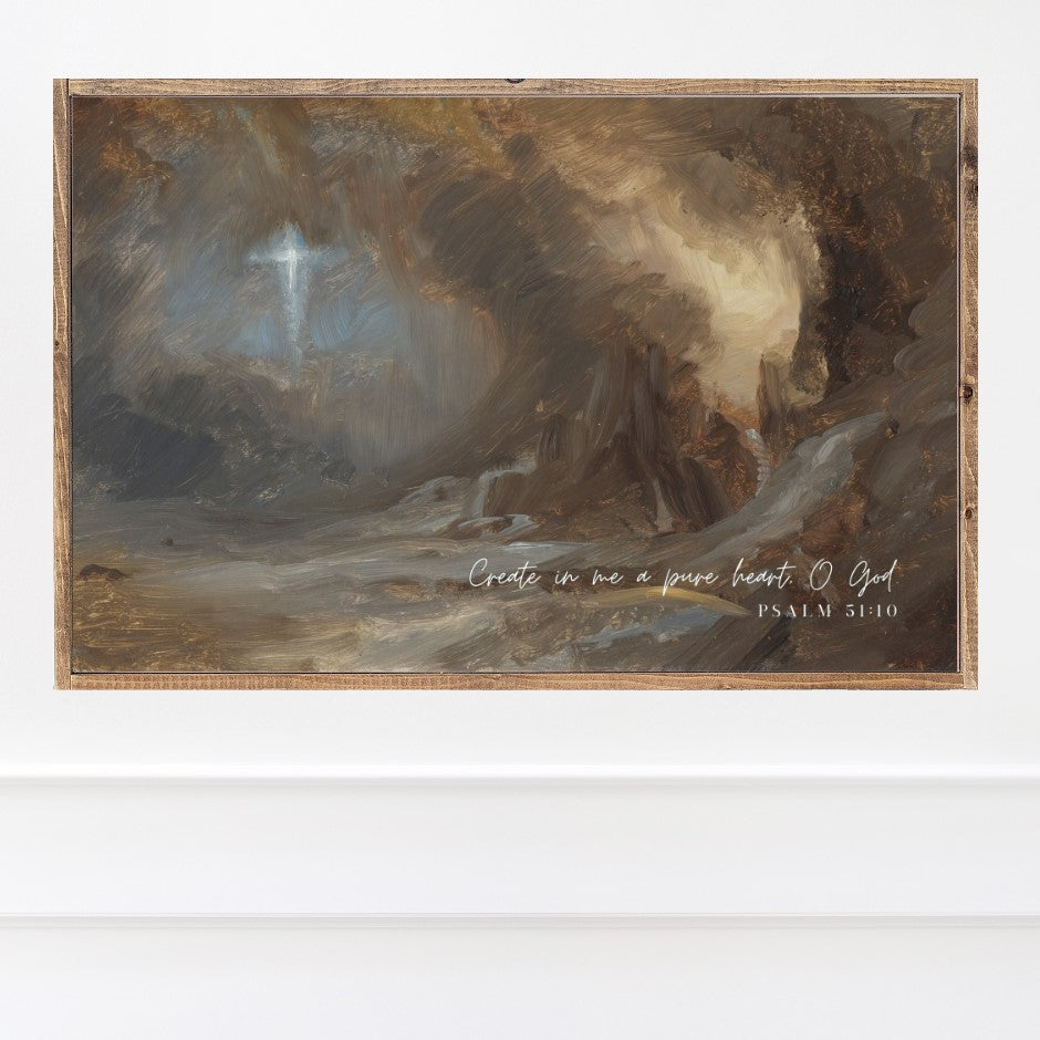 Vision Of The Cross Create In Me A Pure Heart Canvas Printed Sign