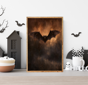 Creepy Bat Canvas Printed Sign