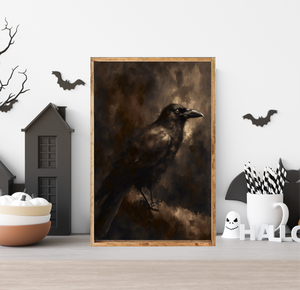 Creepy Crow Canvas Printed Sign