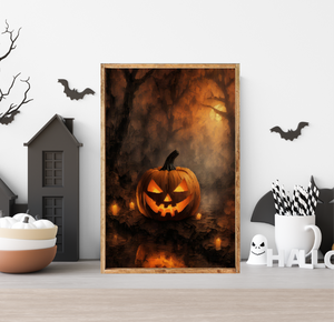 Creepy Jackolantern Canvas Printed Sign