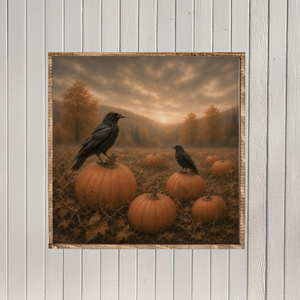 Crows in the Pumpkin Field Canvas Printed Sign