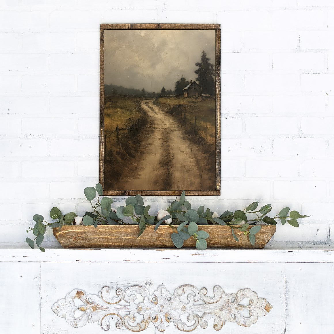 Dark Dirt Road Canvas Printed Sign