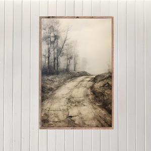 Dreary Winter Drive Canvas Printed Sign