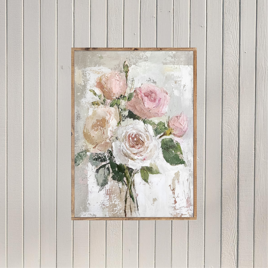 Dusty Rose Bouquet Canvas Printed Sign