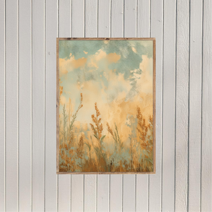 Earthy Wildflowers Under a Blue Sky Canvas Printed Sign