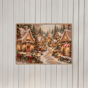 Enchanted Gingerbread Christmas Village Canvas Printed Sign