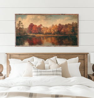 Fall At The Pond Canvas Printed Sign