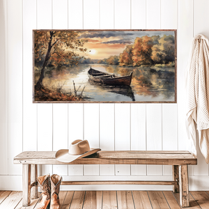 Fall Canoe Canvas Printed Sign