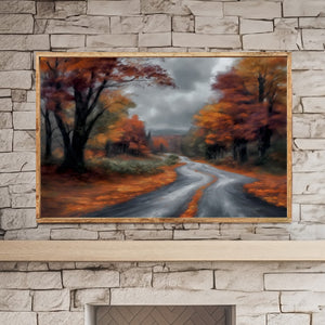 Fall Country Gravel Road Canvas Printed Sign