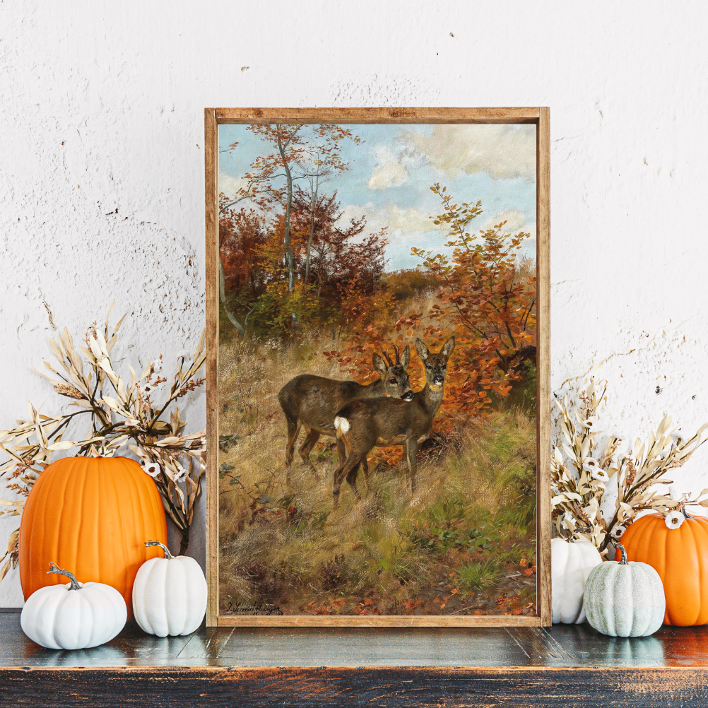 Fall Deer Canvas Printed Sign