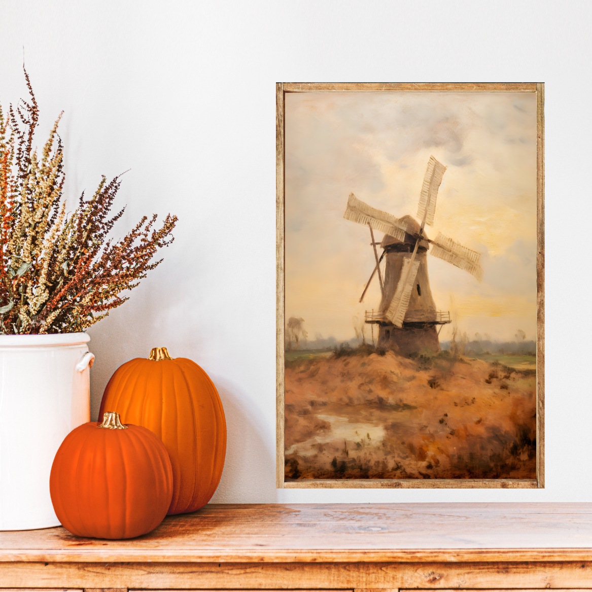 Fall Windmill Canvas Printed Sign